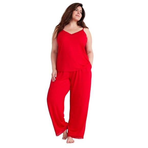 NEW State Of Day Womens Lace-Trim Camisole Pajama Top 100198303MS Tango Red 2XL - Picture 4 of 6